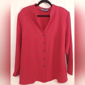 Susan Graver Red Long Sleeve Button Down Blouse Size 1X - Never Worn